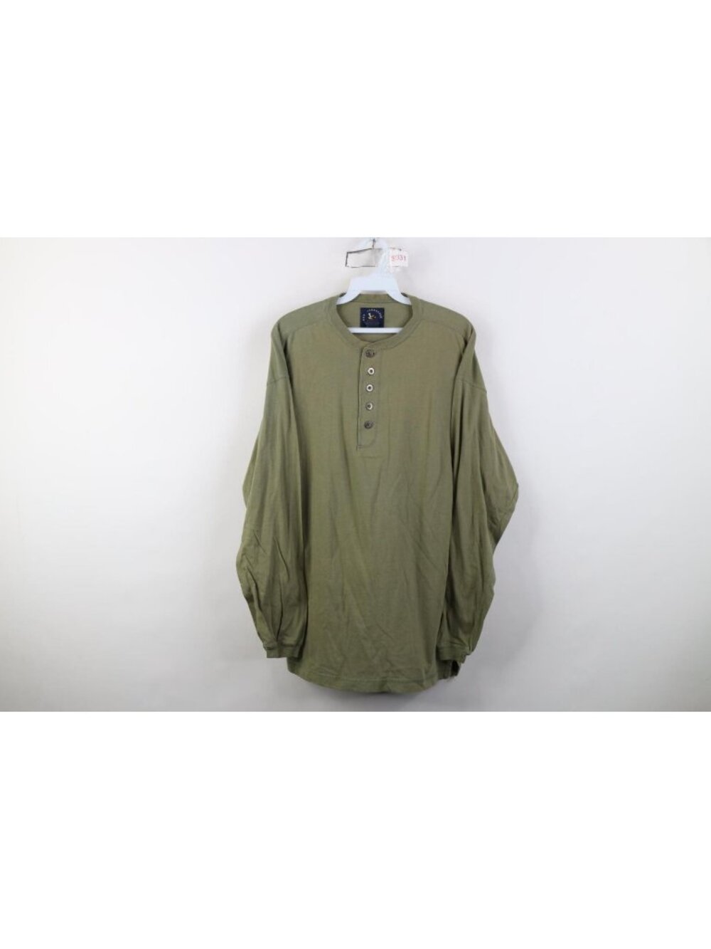 Vintage 90s Streetwear Mens Medium Faded Blank Cotton Long Sleeve Henley T-Shirt